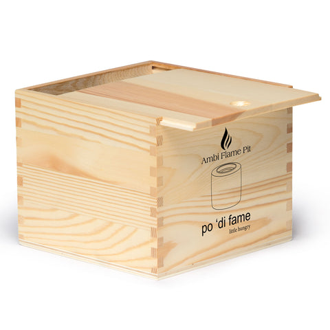 Ambi Flame Pit wooden gift box open